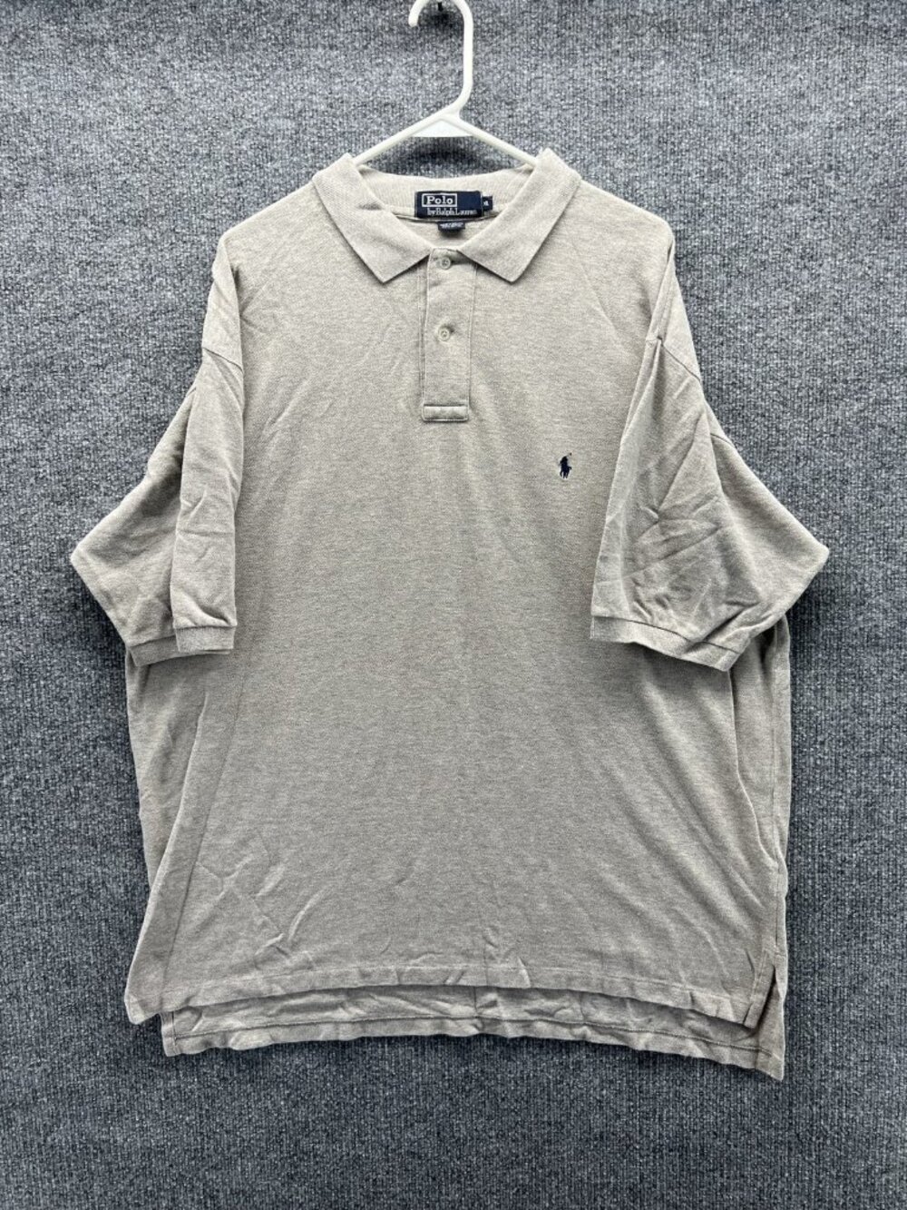 Polo Ralph Lauren Polo Shirt Men XL Gray Cotton Knit Logo Casual Short Sleeve